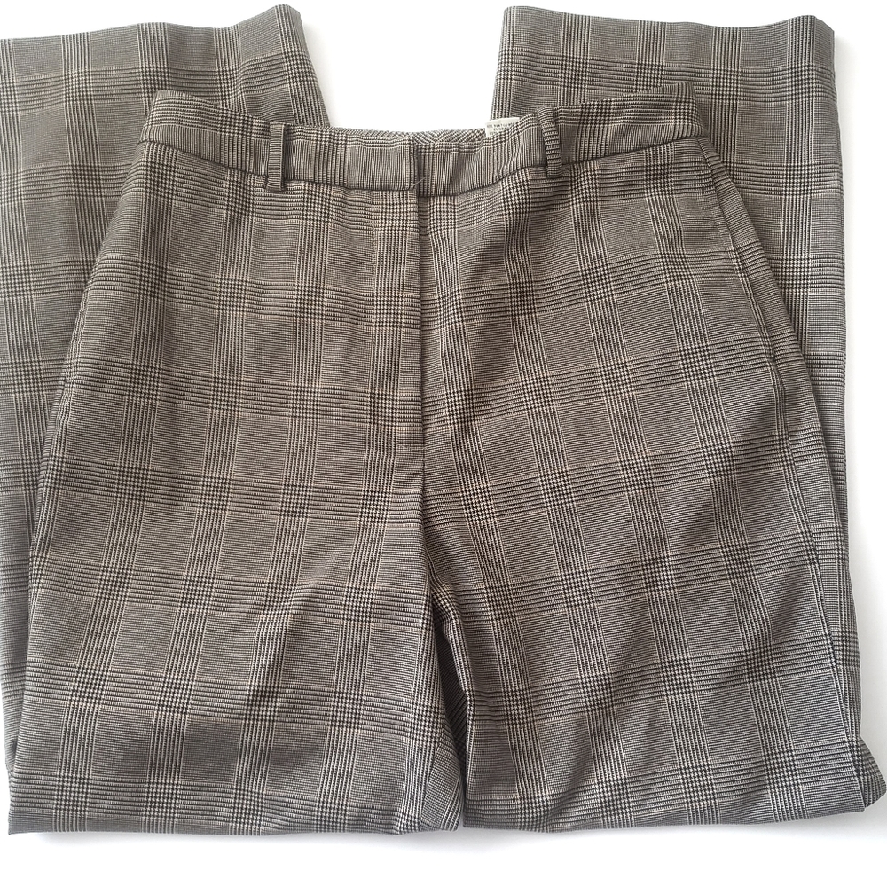 Eddie Bauer Houndstooth Stretch Trousers Plaid Brown Dress Pants Size 12